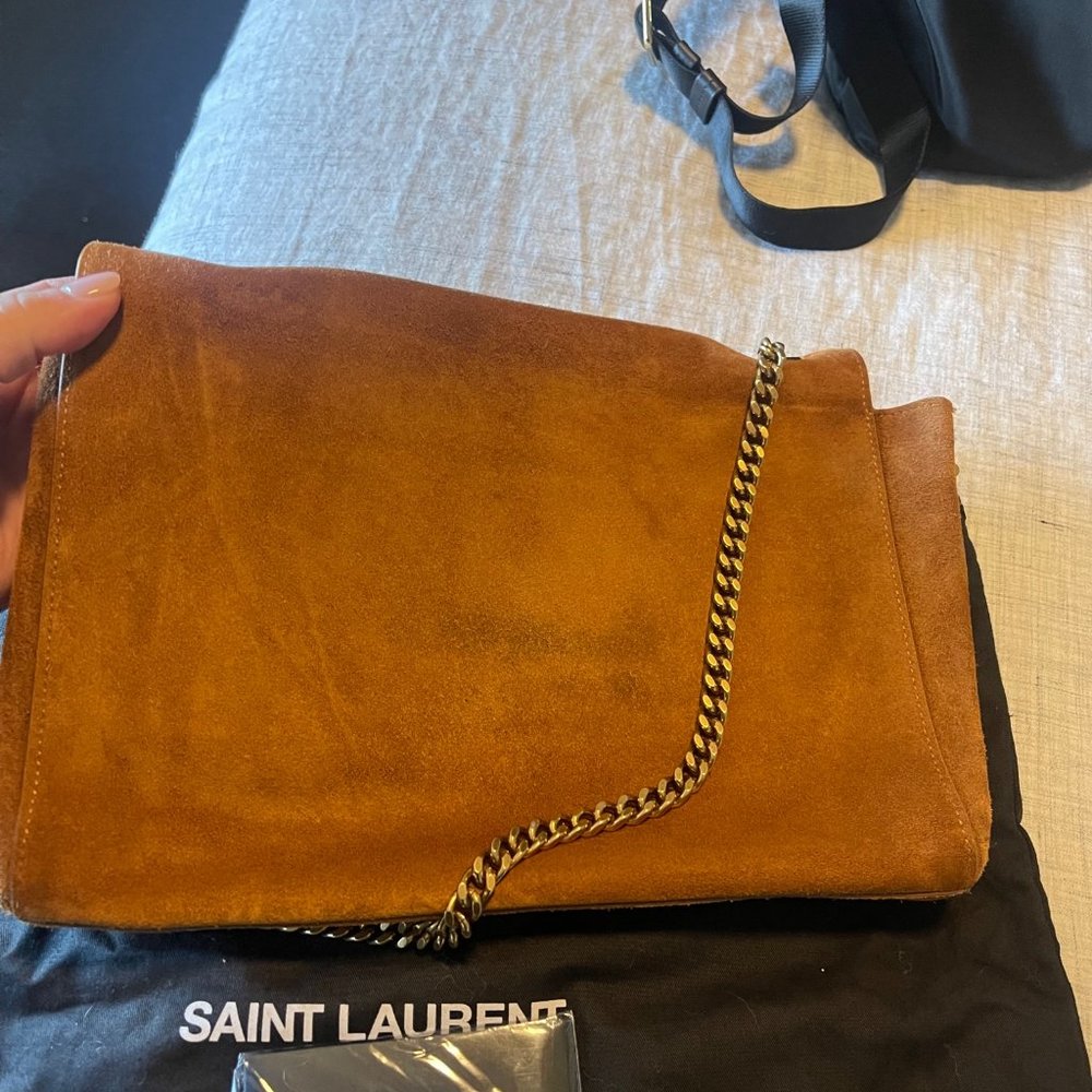 Saint Laurent Tan Suede Chain Strap Shoulder Bag - Picture 3 of 10